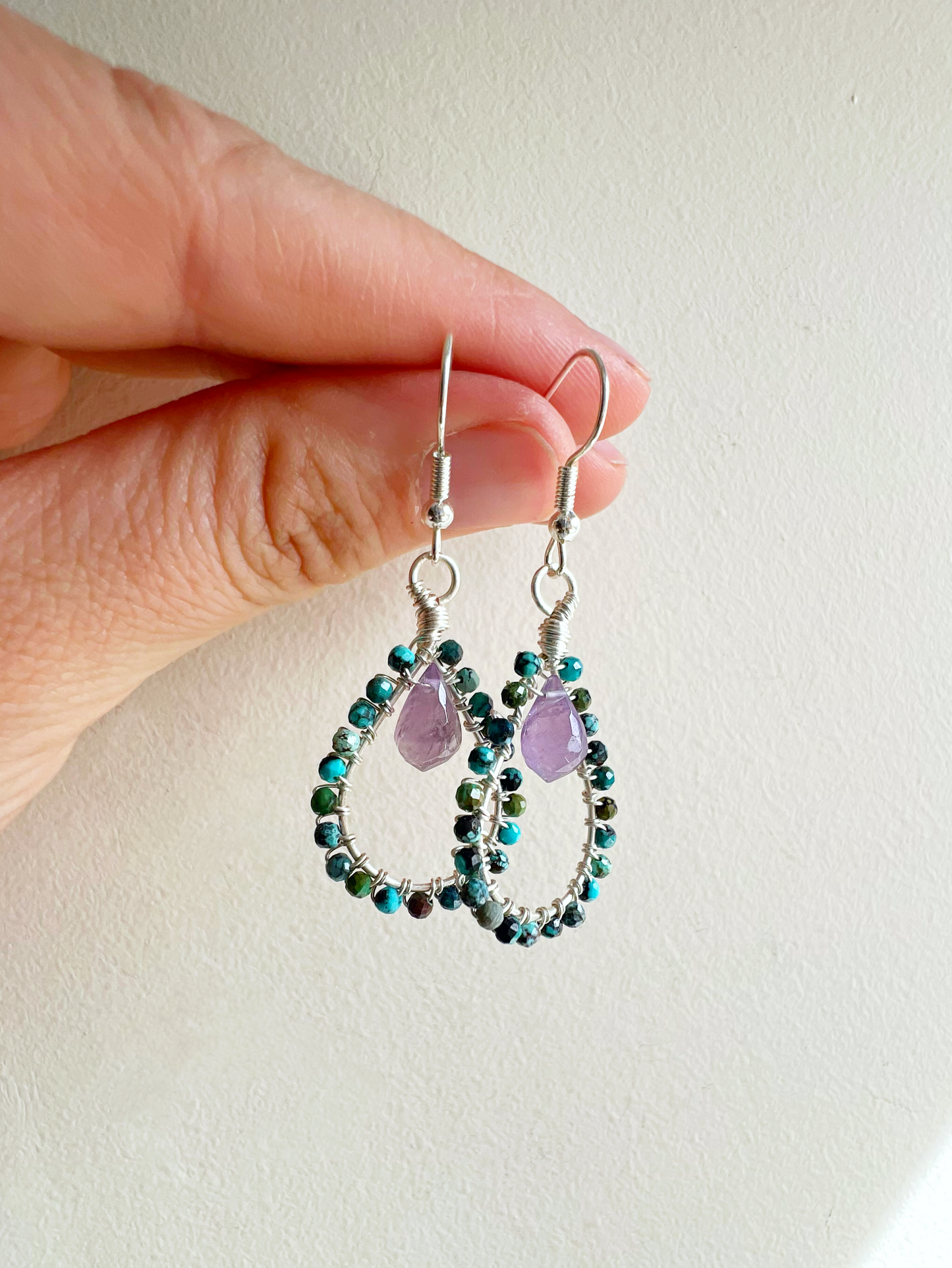 Turquoise and Amethyst Tudor Earrings