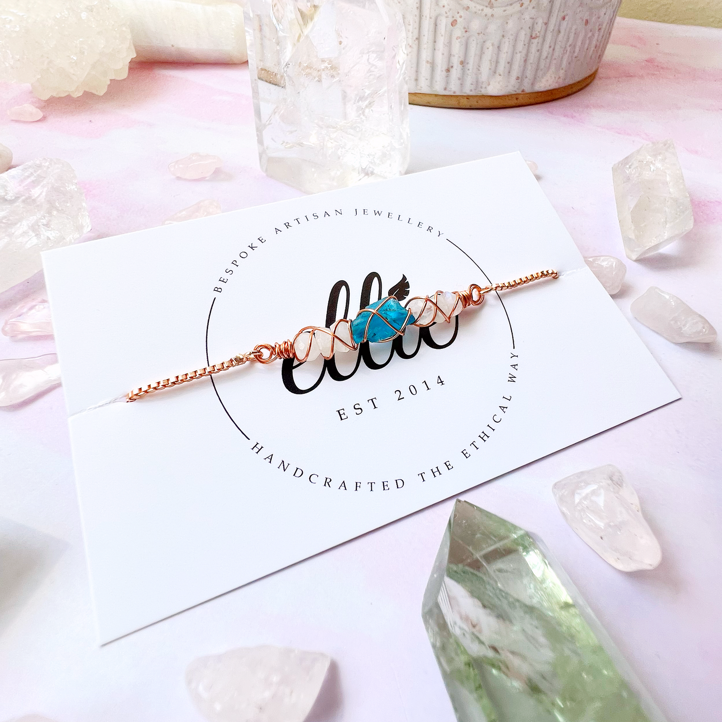 ROSE GOLD - Rainbow Moonstone Customisable bracelets