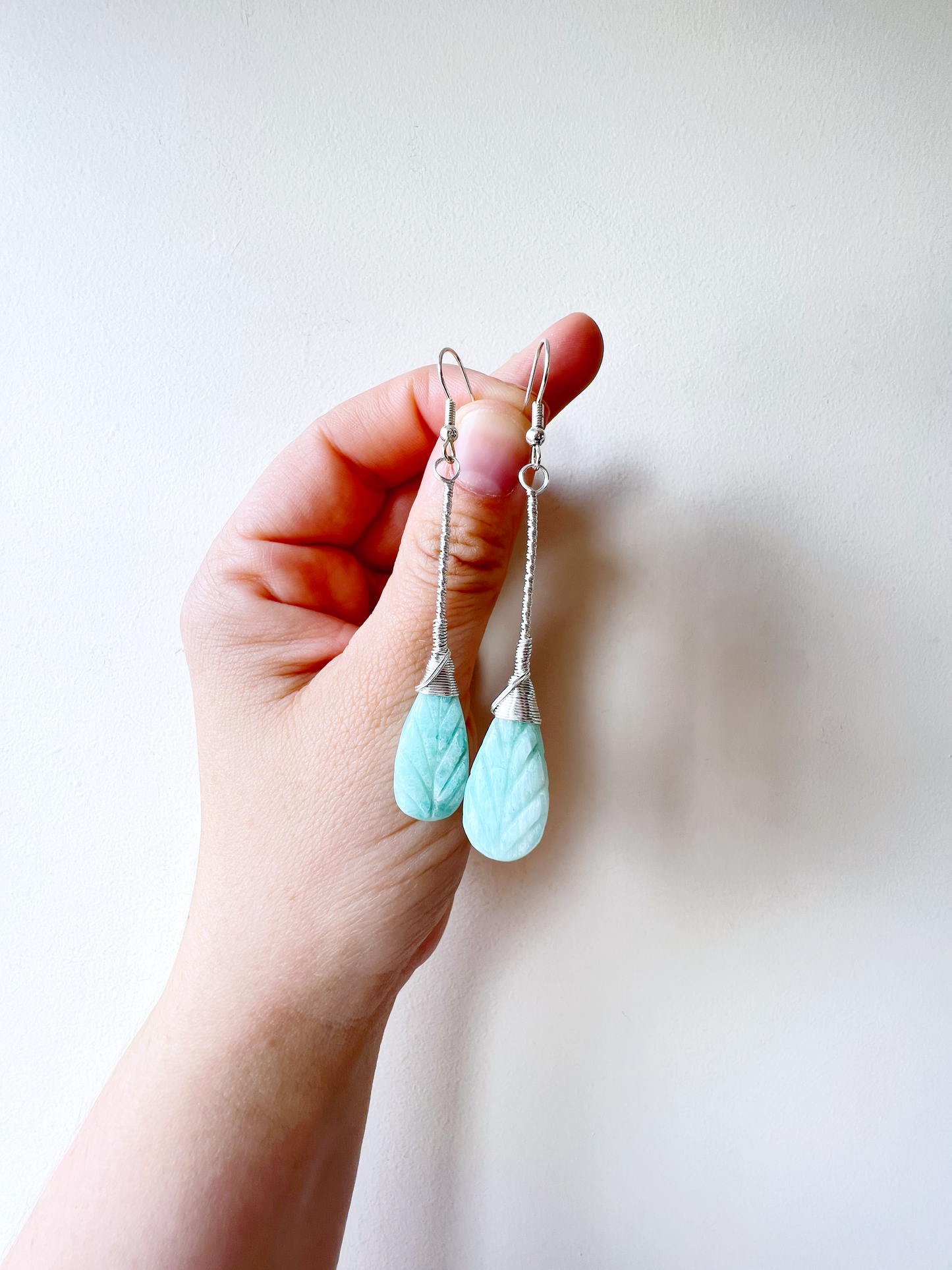 Amazonite Elegant Drop Silver Earrings