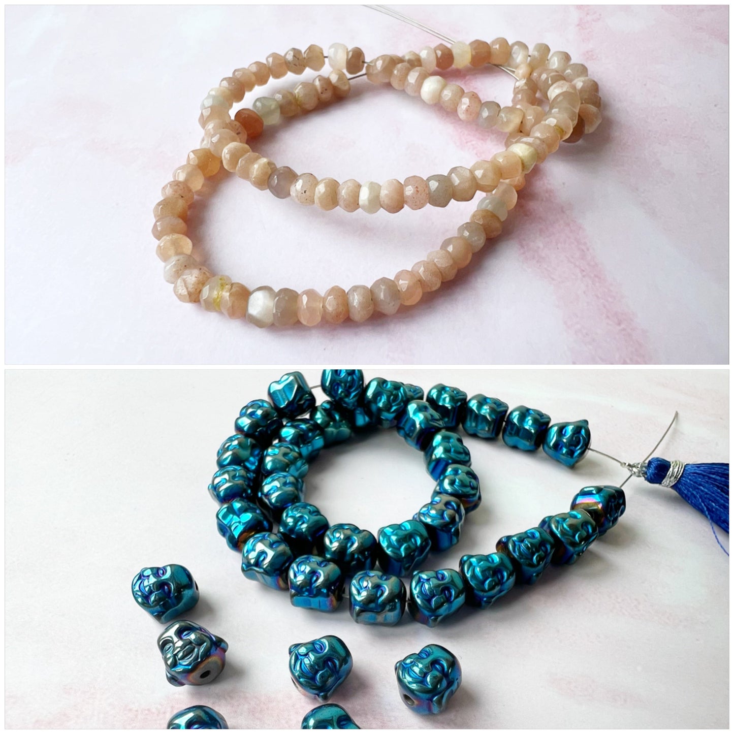 GOLD - Peach Moonstone Customisable bracelets