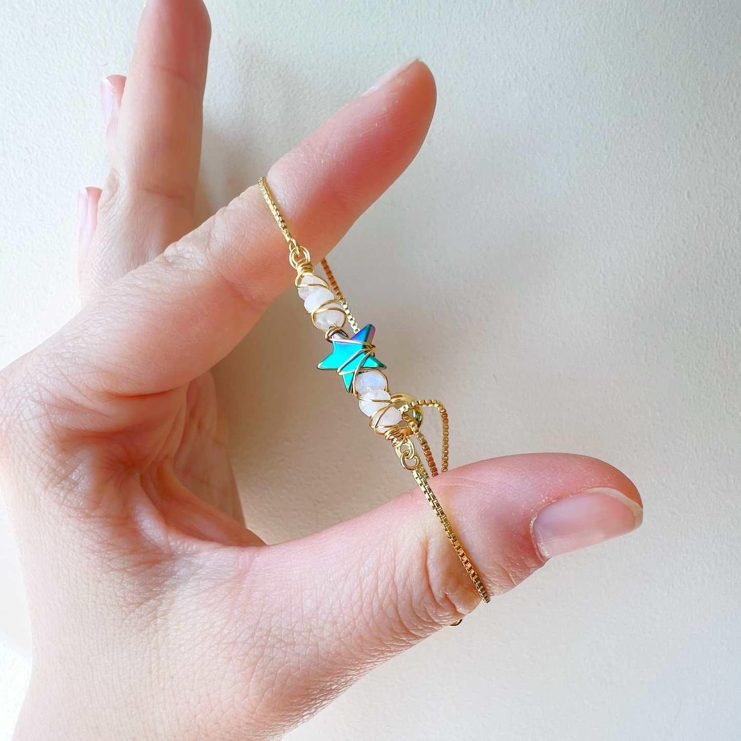 GOLD - Rainbow Moonstone Customisable bracelets