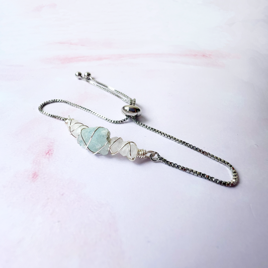 SILVER - Rainbow Moonstone Customisable bracelets