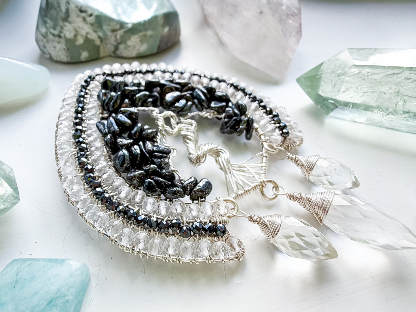 🌳 Protect Your Light - Hematite and clear quartz and smokey tree of life talisman 🌳