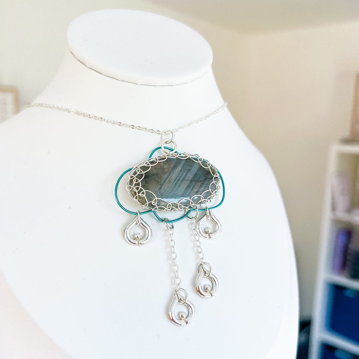 ✨🌧️ Rain Cloud Labradorite Pendant 🌧️✨ Jewellery MakerTV Piece 🩷💚