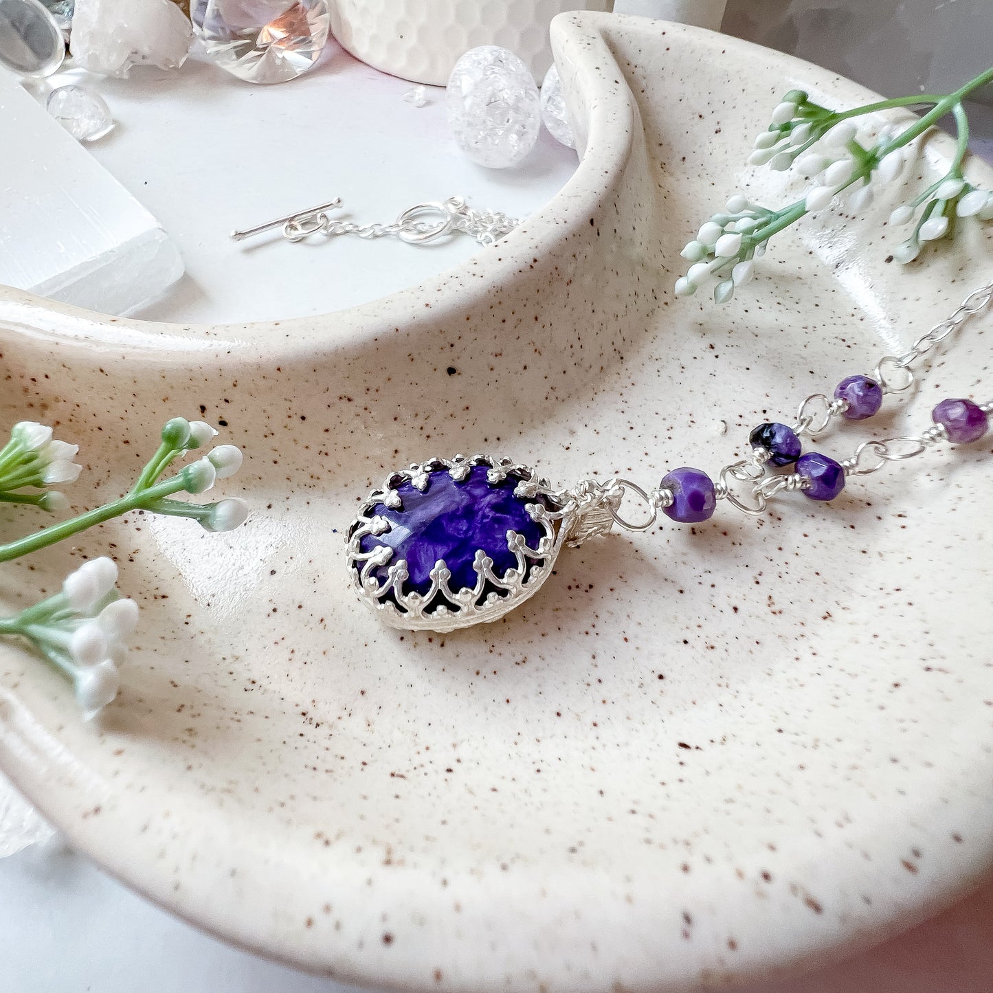💜✨ Charoite Crown Rosary Necklace ✨💜 Jewellery MakerTV Piece 🩷💚