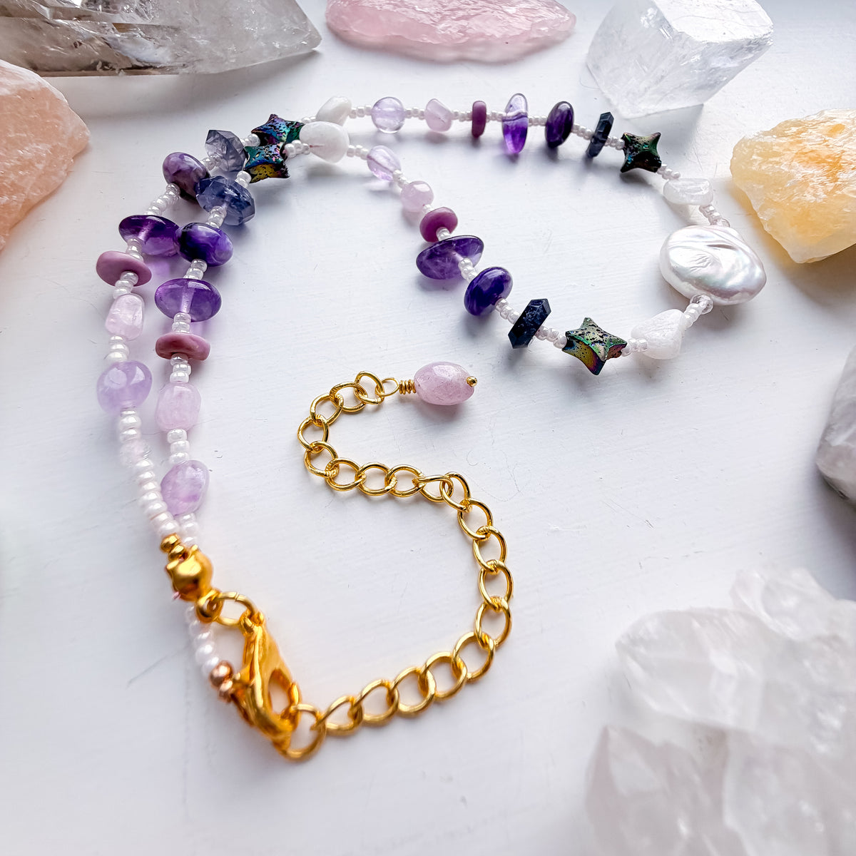 . 🌈✨💎 Crown & Third Eye Chakra Pearl Choker 💎✨🌈