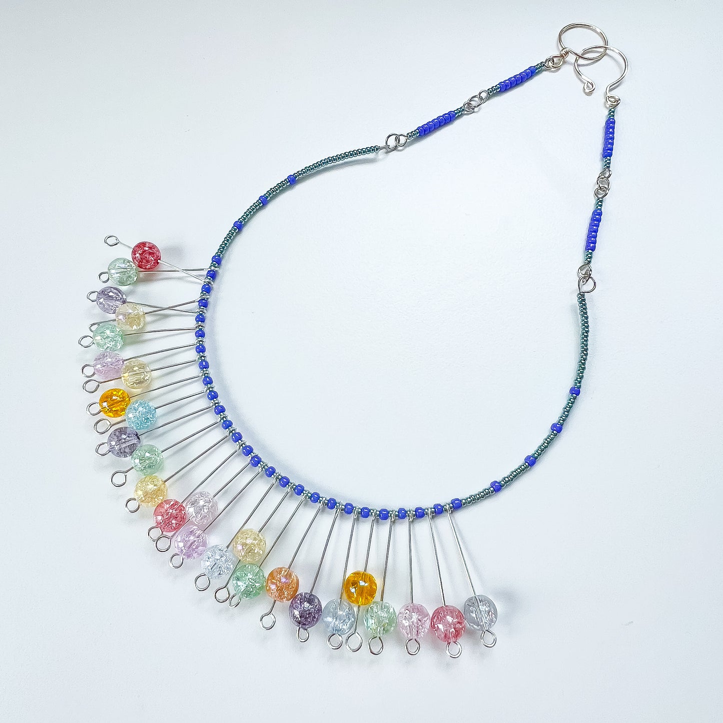 🌈✨ Multicoloured Crackled Glass Choker Necklace ✨🌈 Jewellery MakerTV Piece 🩷💚