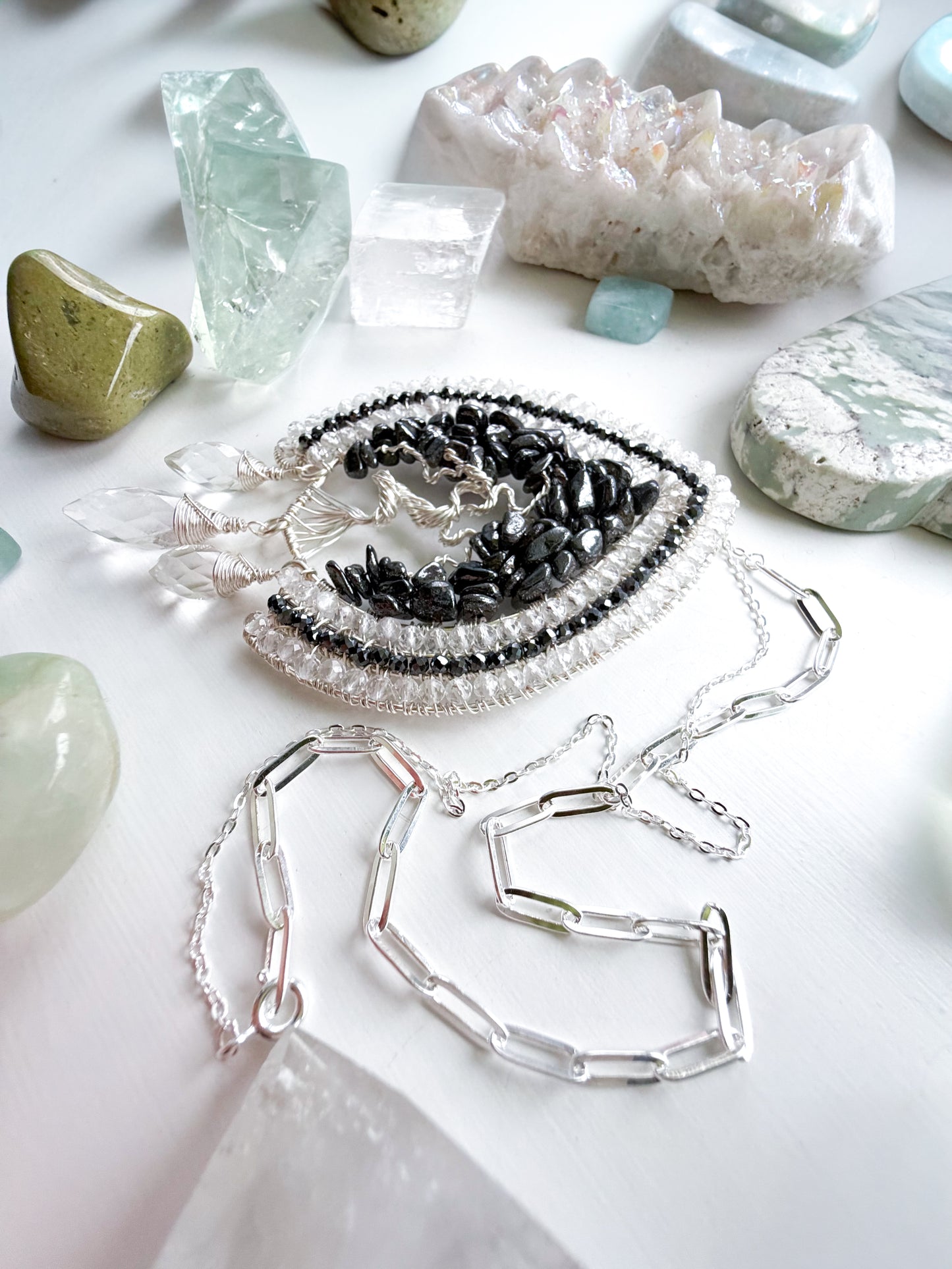 🌳 Protect Your Light - Hematite and clear quartz and smokey tree of life talisman 🌳