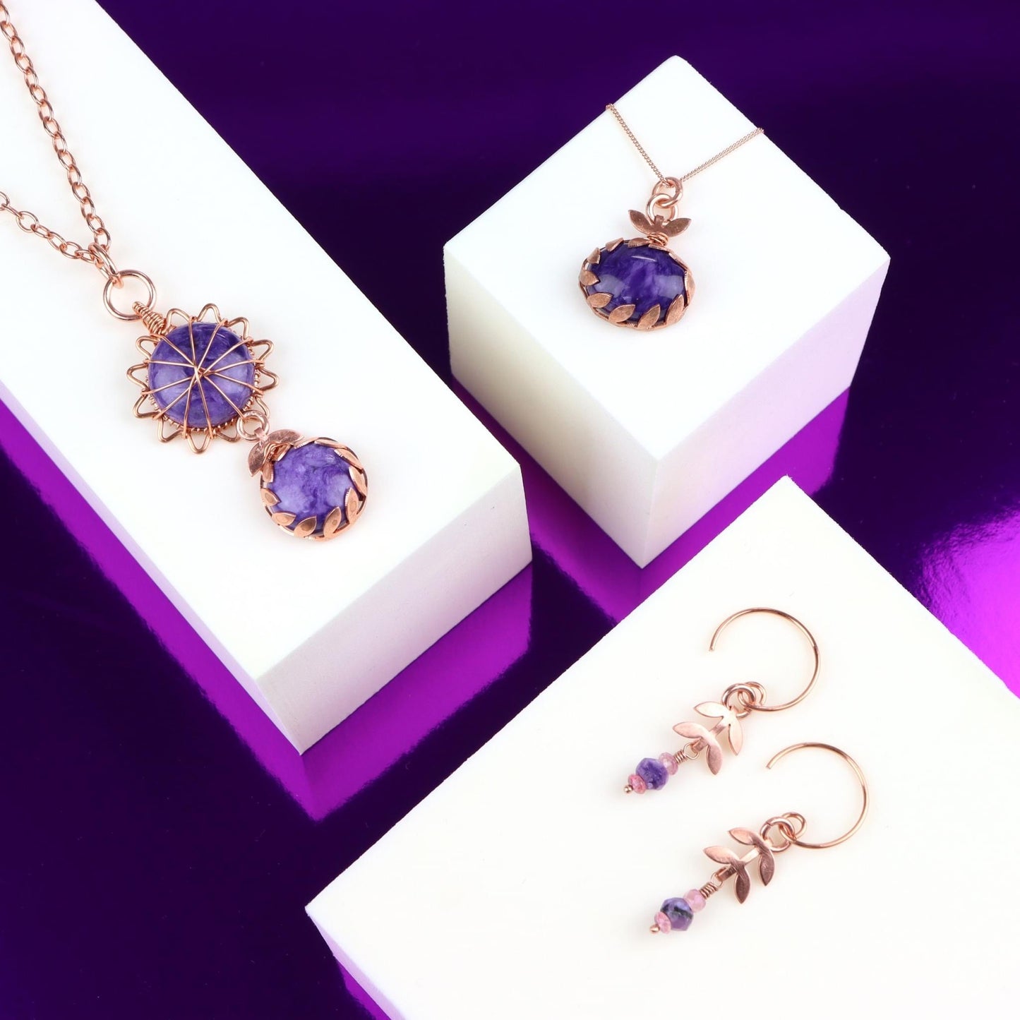 💜✨ Copper leaf Charoite Necklace ✨💜 Jewellery MakerTV Piece 🩷💚