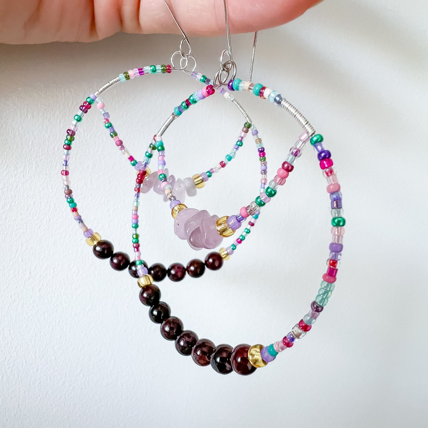 . ❤️ Grounded self love and acceptance earrings ❤️ with garnet and kunzite