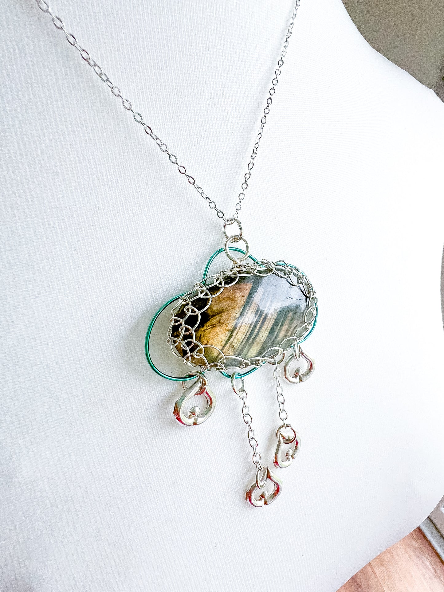 ✨🌧️ Rain Cloud Labradorite Pendant 🌧️✨ Jewellery MakerTV Piece 🩷💚