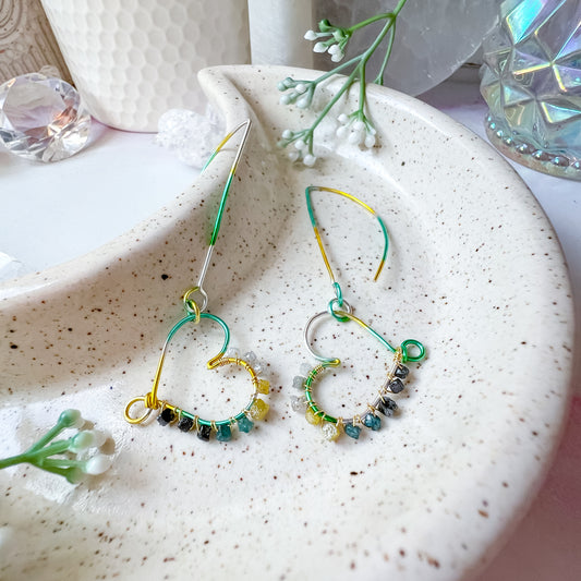 ✨ “Heart of Alchemy” Earrings – Diamond Energy in Ombré Wire ✨