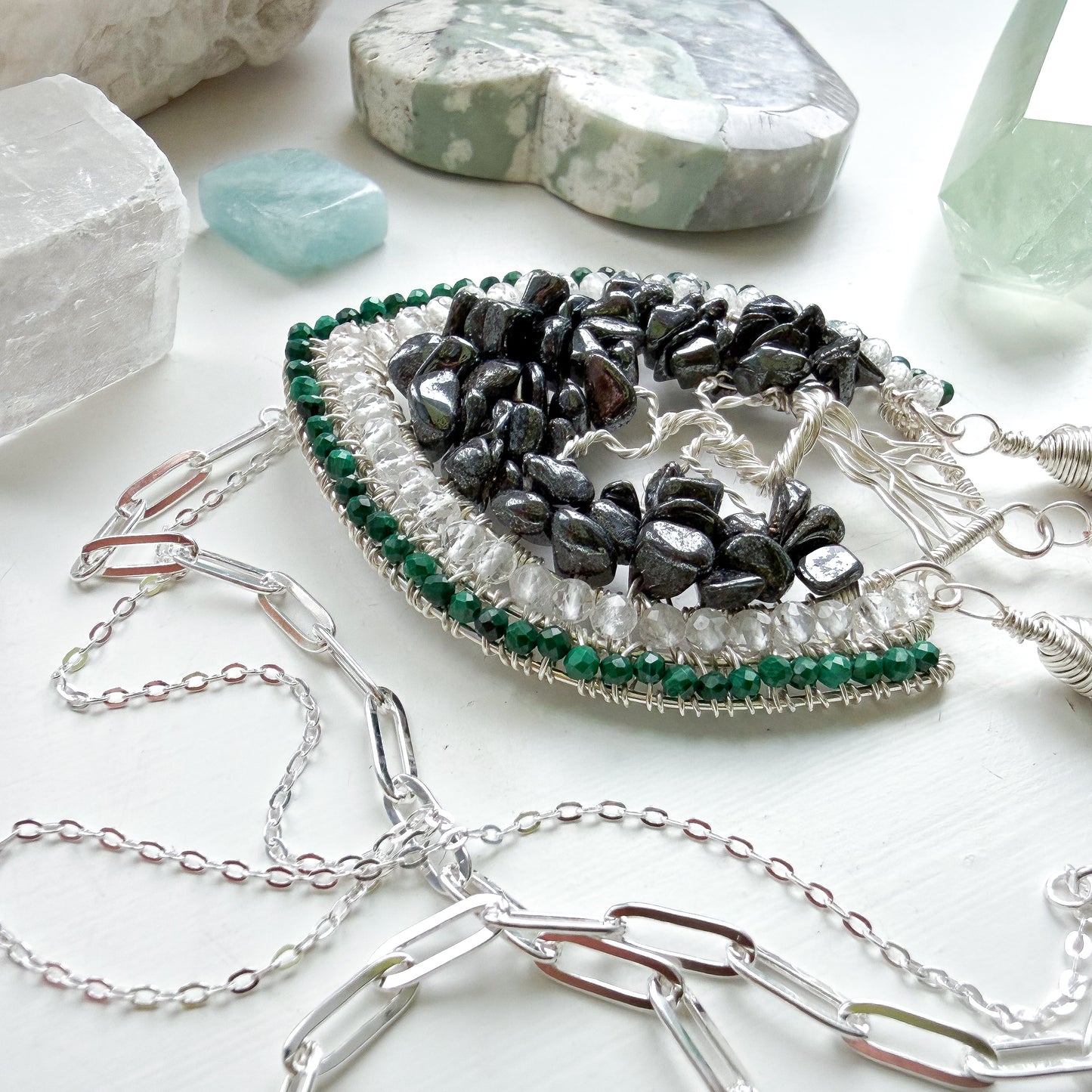 🌳 Boundaries Are Sacred – Grounding Hematite Tree of Life Talisman Necklace