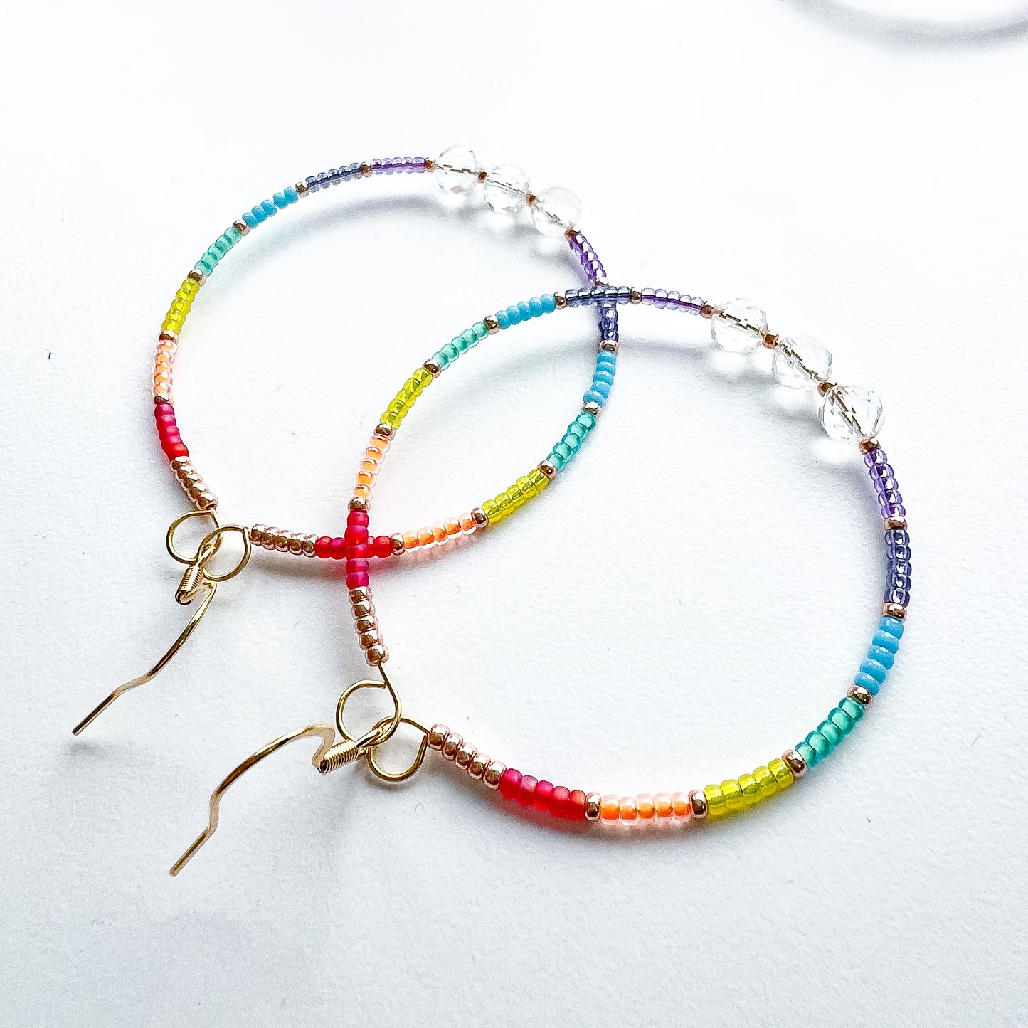 Rainbow brights clear quartz statement hoop earrings gold