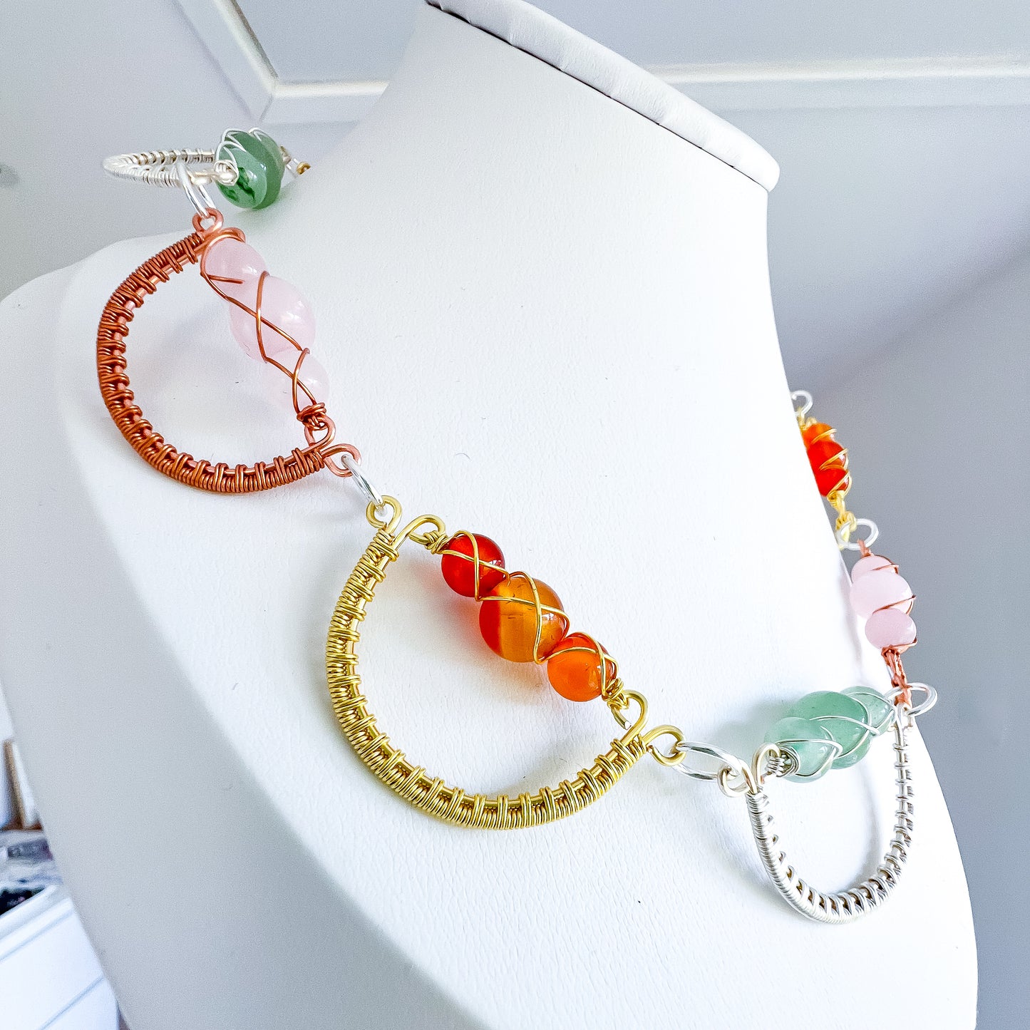 🌈 Rainbow Crescent Gemstone Necklace 🌙 Jewellery MakerTV Piece 🩷💚