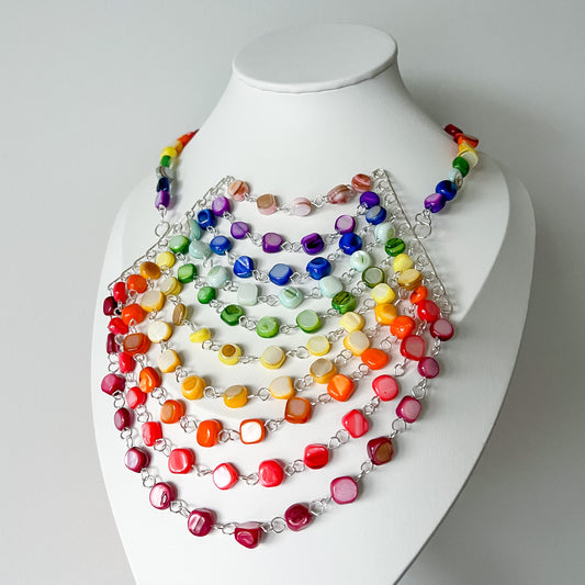 🌈🦋 Radiant Spectrum – Rainbow Mother of Pearl Bib Necklace 🦋🌈 Jewellery MakerTV Piece 🩷💚