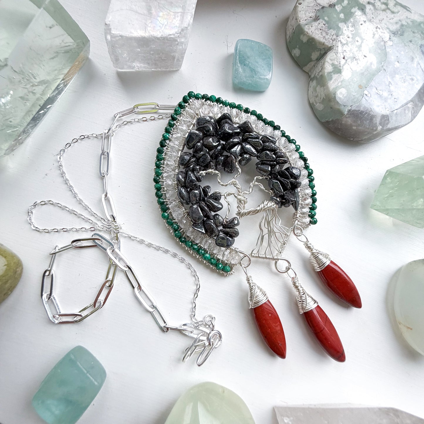 🌳 Boundaries Are Sacred – Grounding Hematite Tree of Life Talisman Necklace