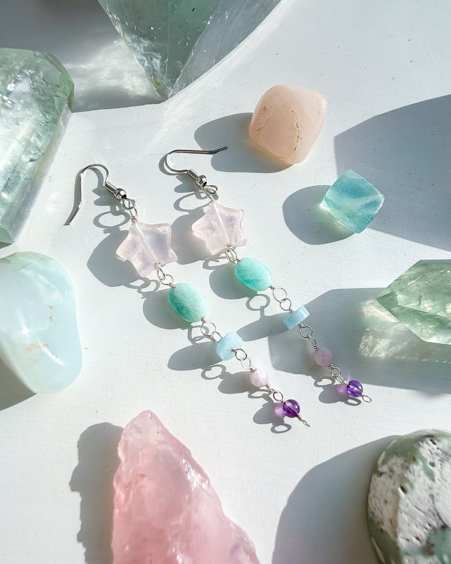 ✨🌟💎 Starseed Dream Earrings 💎🌟✨ - Rose Quartz, Amazonite, Aquamarine, Kunzite and Amethyst Earrings