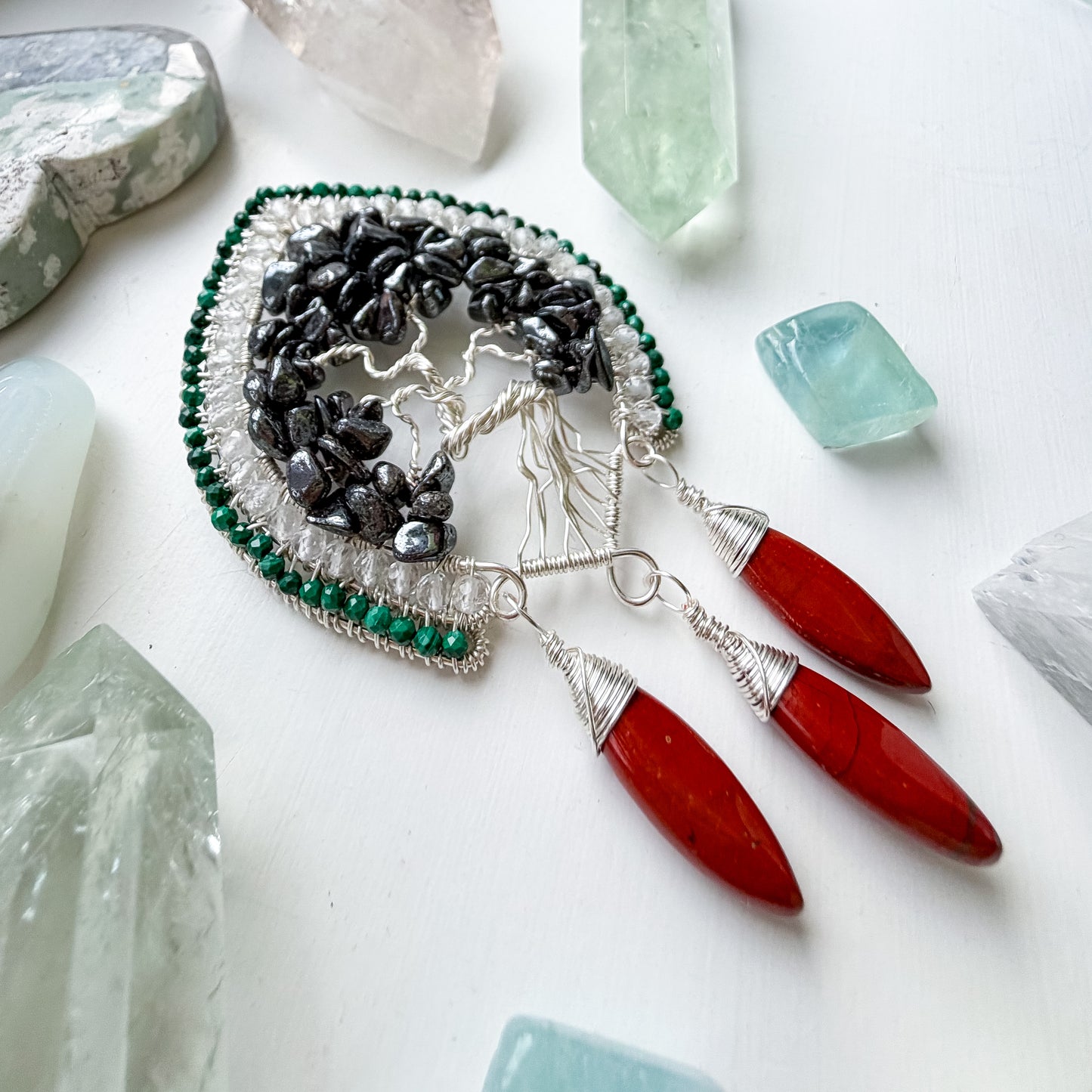 🌳 Boundaries Are Sacred – Grounding Hematite Tree of Life Talisman Necklace