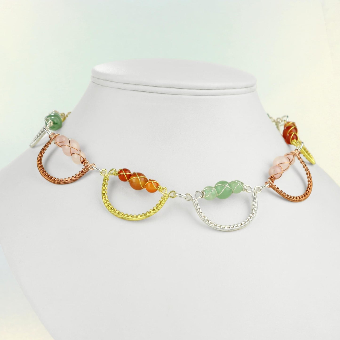 🌈 Rainbow Crescent Gemstone Necklace 🌙 Jewellery MakerTV Piece 🩷💚