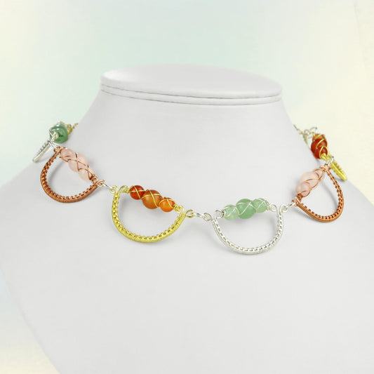 🌈 Rainbow Crescent Gemstone Necklace 🌙 Jewellery MakerTV Piece 🩷💚