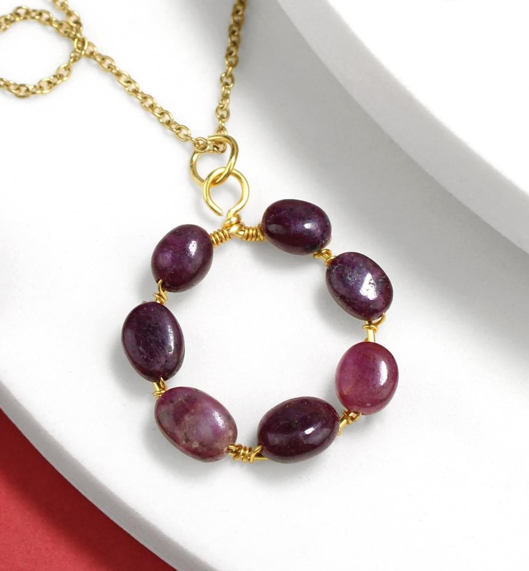 ❤️‍🔥✨ Ruby Gold Plated Necklace ✨❤️‍🔥 Jewellery MakerTV Piece 🩷💚