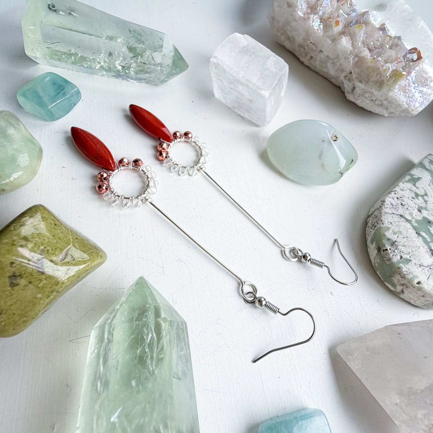 🌳 Grounded Resolve Earrings – Clear Quartz, Hematite and Jasper Earrings