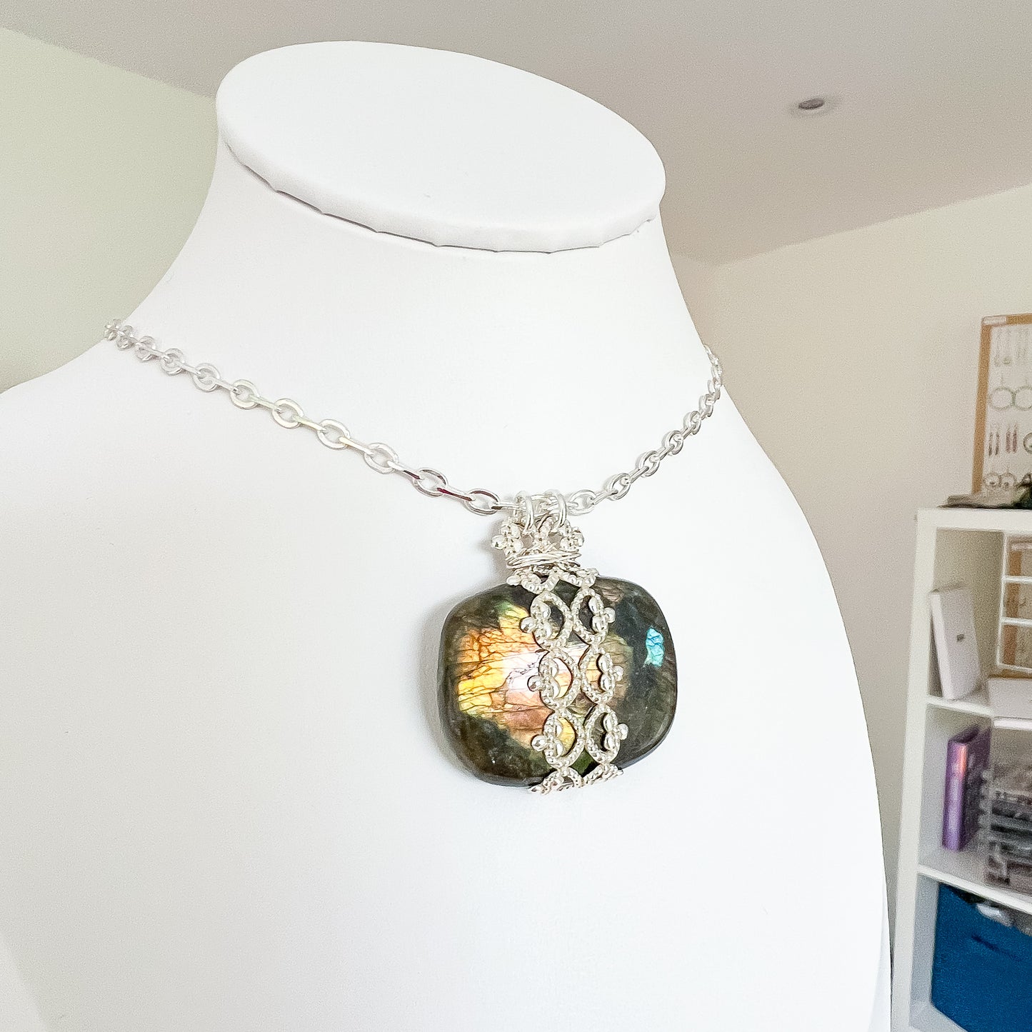 ✨🤍🩶 Labradorite Silver Lace Necklace 🩶🤍✨ Jewellery MakerTV Piece 🩷💚