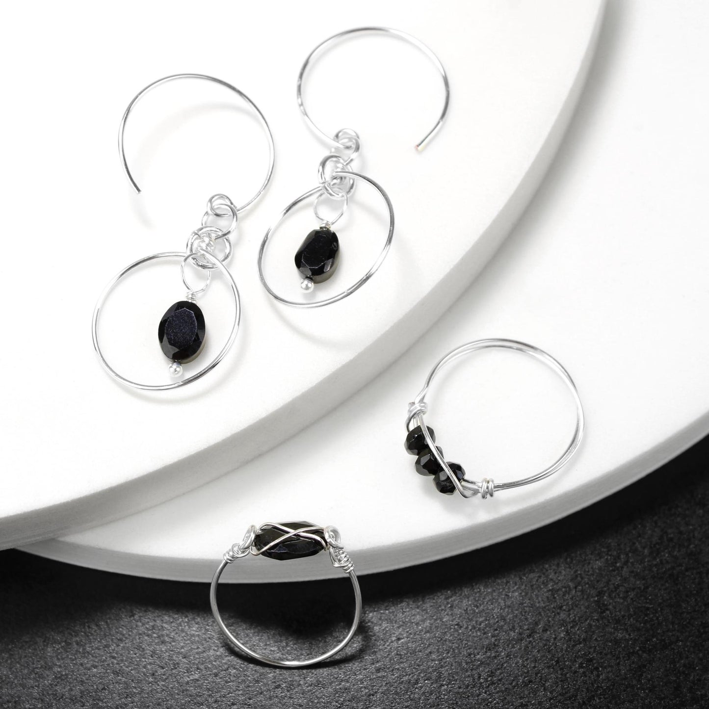 🖤✨ Black Spinel Hoop Earrings – Silver Plated ✨🖤 Jewellery MakerTV Piece 🩷💚