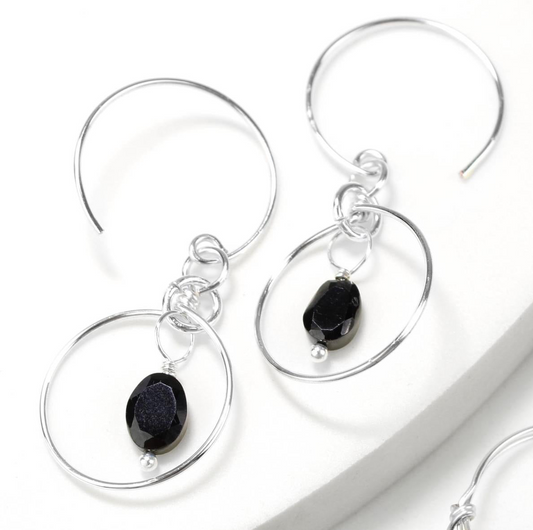 🖤✨ Black Spinel Hoop Earrings – Silver Plated ✨🖤 Jewellery MakerTV Piece 🩷💚