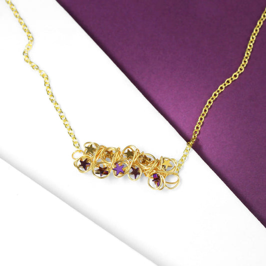 ⭐ Gold & Purple Hematite Star Cluster Necklace ⭐ Jewellery MakerTV Piece 🩷💚