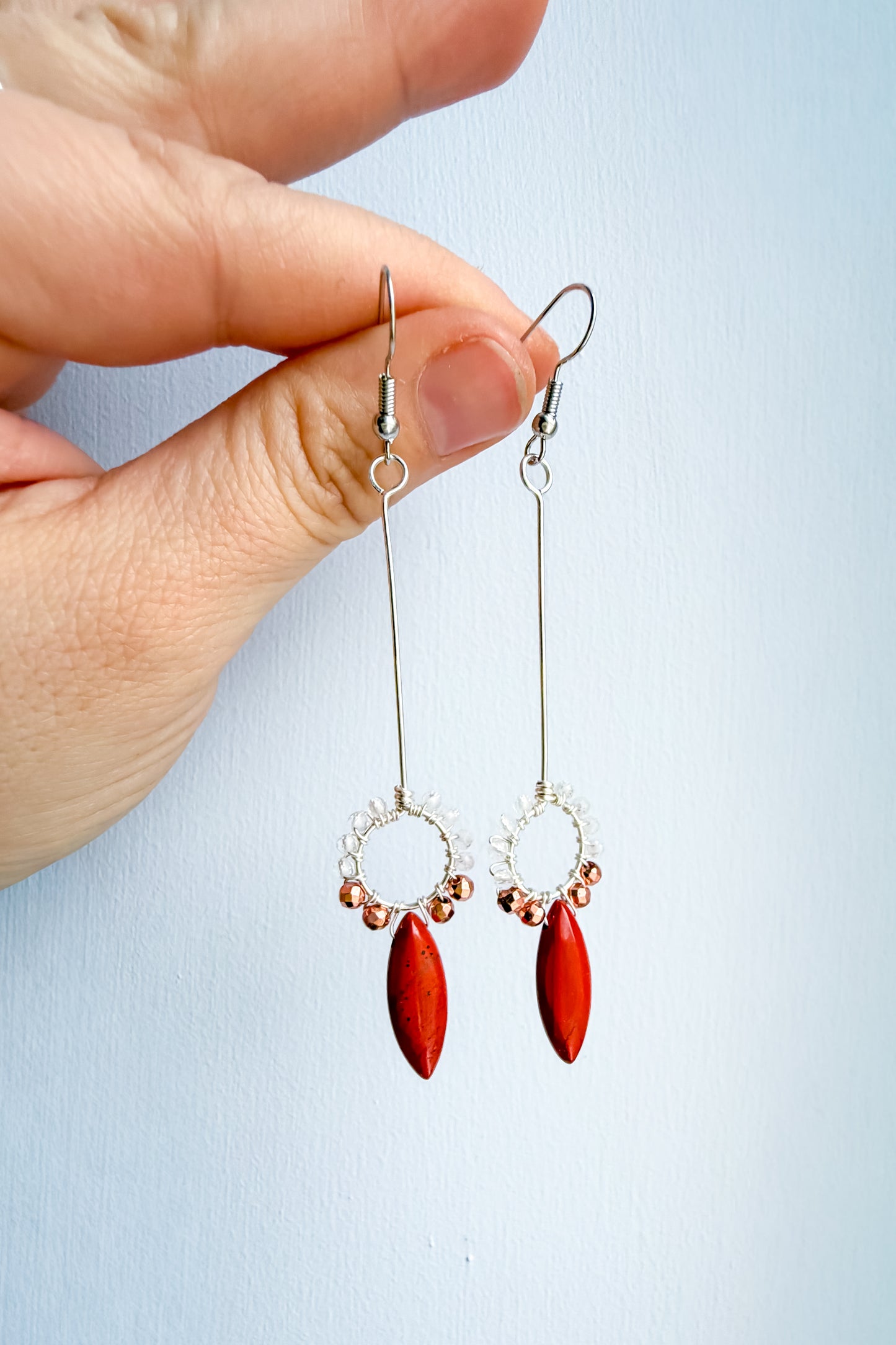 🌳 Grounded Resolve Earrings – Clear Quartz, Hematite and Jasper Earrings