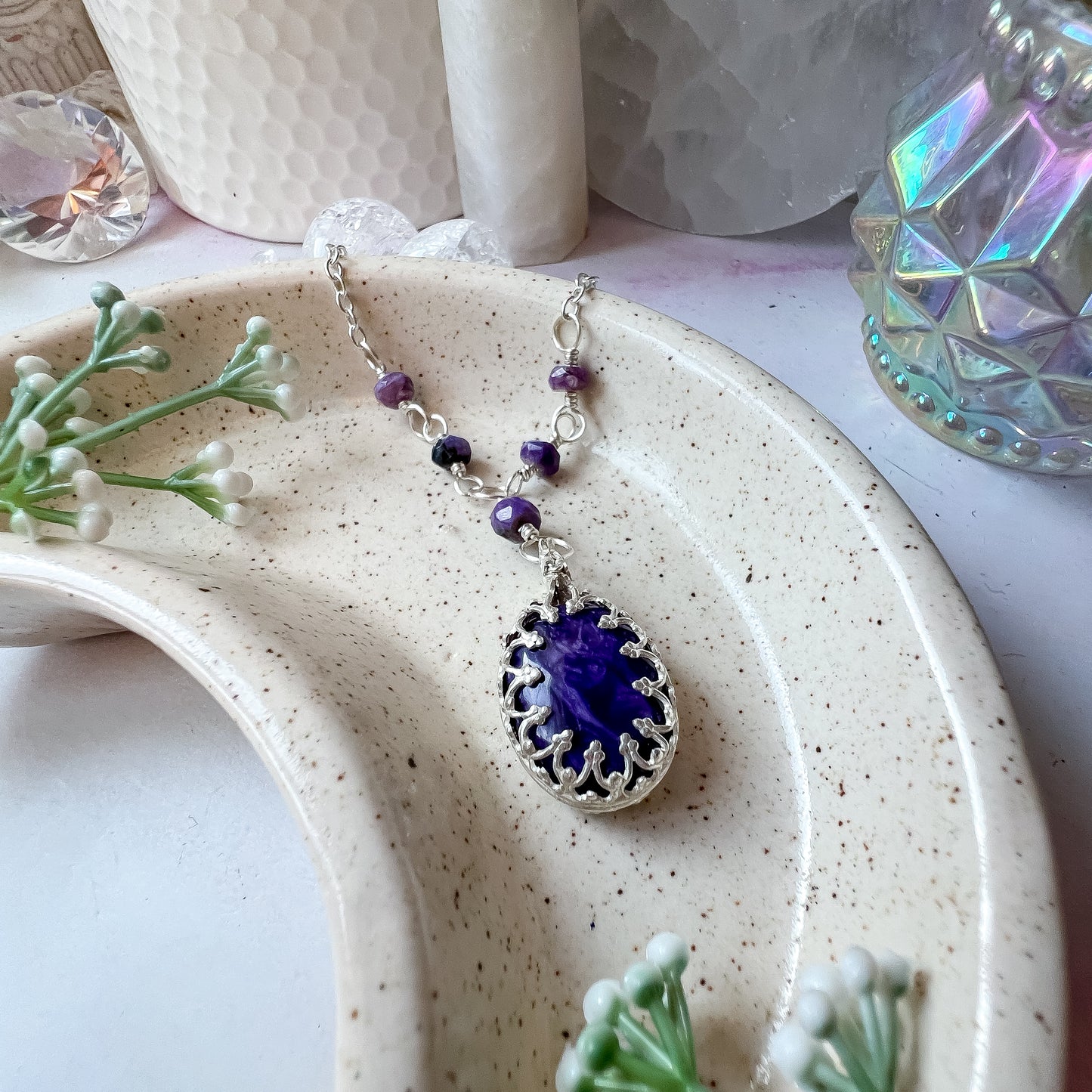 💜✨ Charoite Crown Rosary Necklace ✨💜 Jewellery MakerTV Piece 🩷💚
