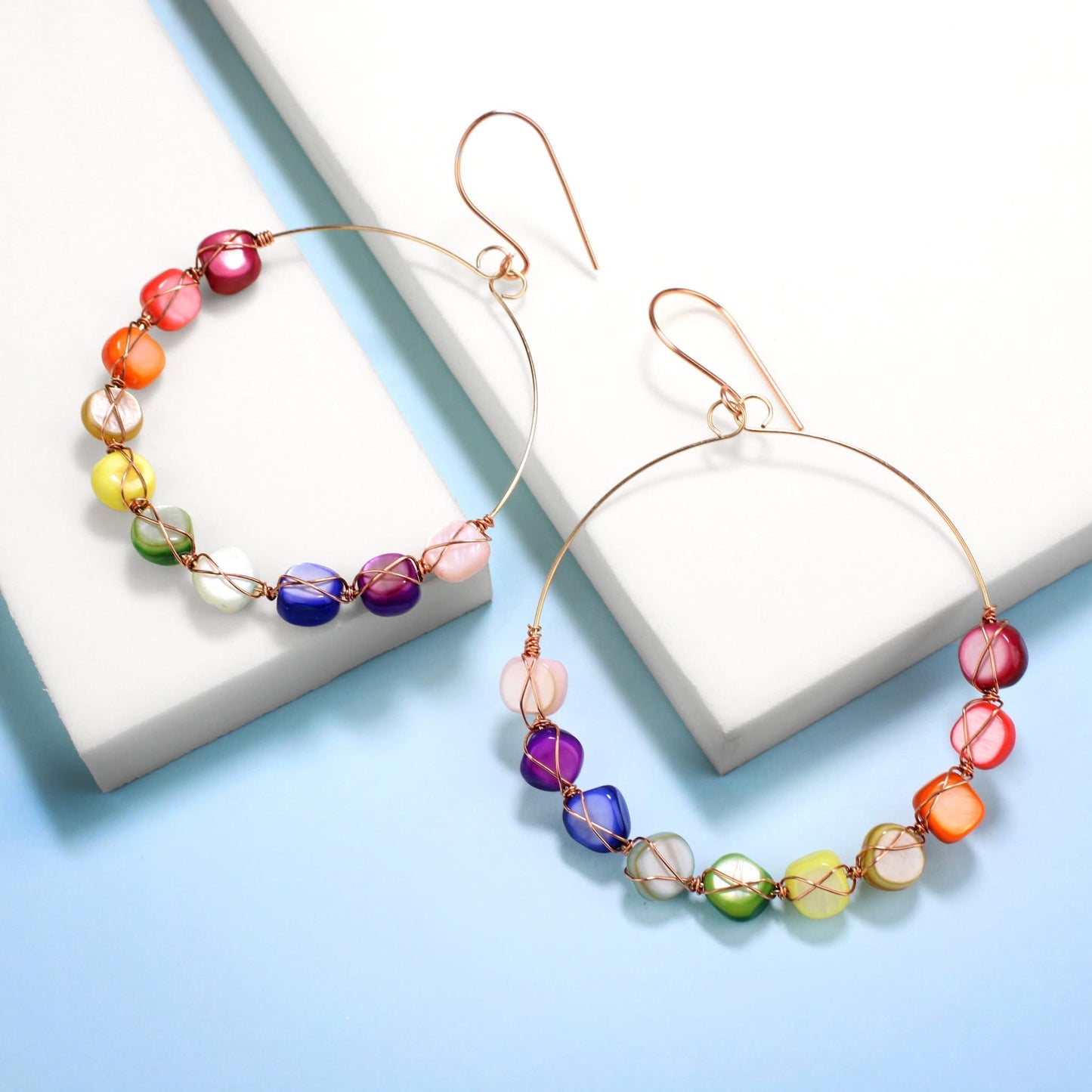 🌈🦋 Radiant Spectrum – Rainbow Mother of Pearl Earrings 🦋🌈 Jewellery MakerTV Piece 🩷💚