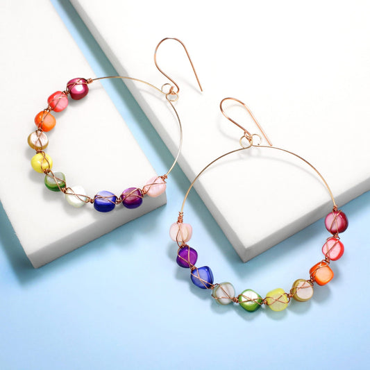 🌈🦋 Radiant Spectrum – Rainbow Mother of Pearl Earrings 🦋🌈 Jewellery MakerTV Piece 🩷💚