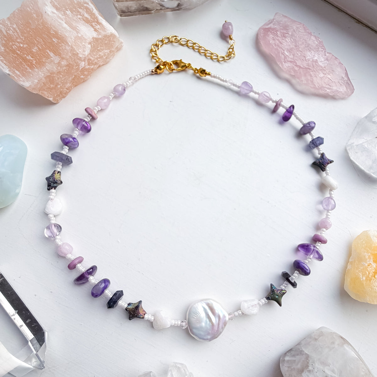 . 🌈✨💎 Crown & Third Eye Chakra Pearl Choker 💎✨🌈