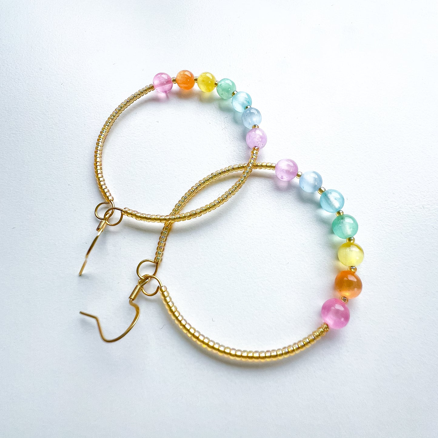 Golden brights selenite statement hoop earrings