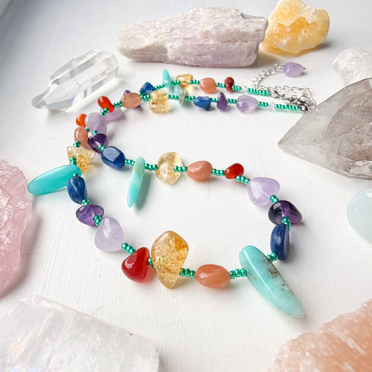 . 🌈✨💎 Chakra Rainbow Choker 💎✨🌈  Teal
