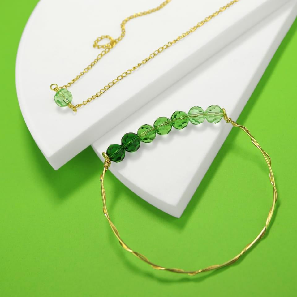 🌿 Green Glow Choker ✨ Jewellery MakerTV Piece 🩷💚
