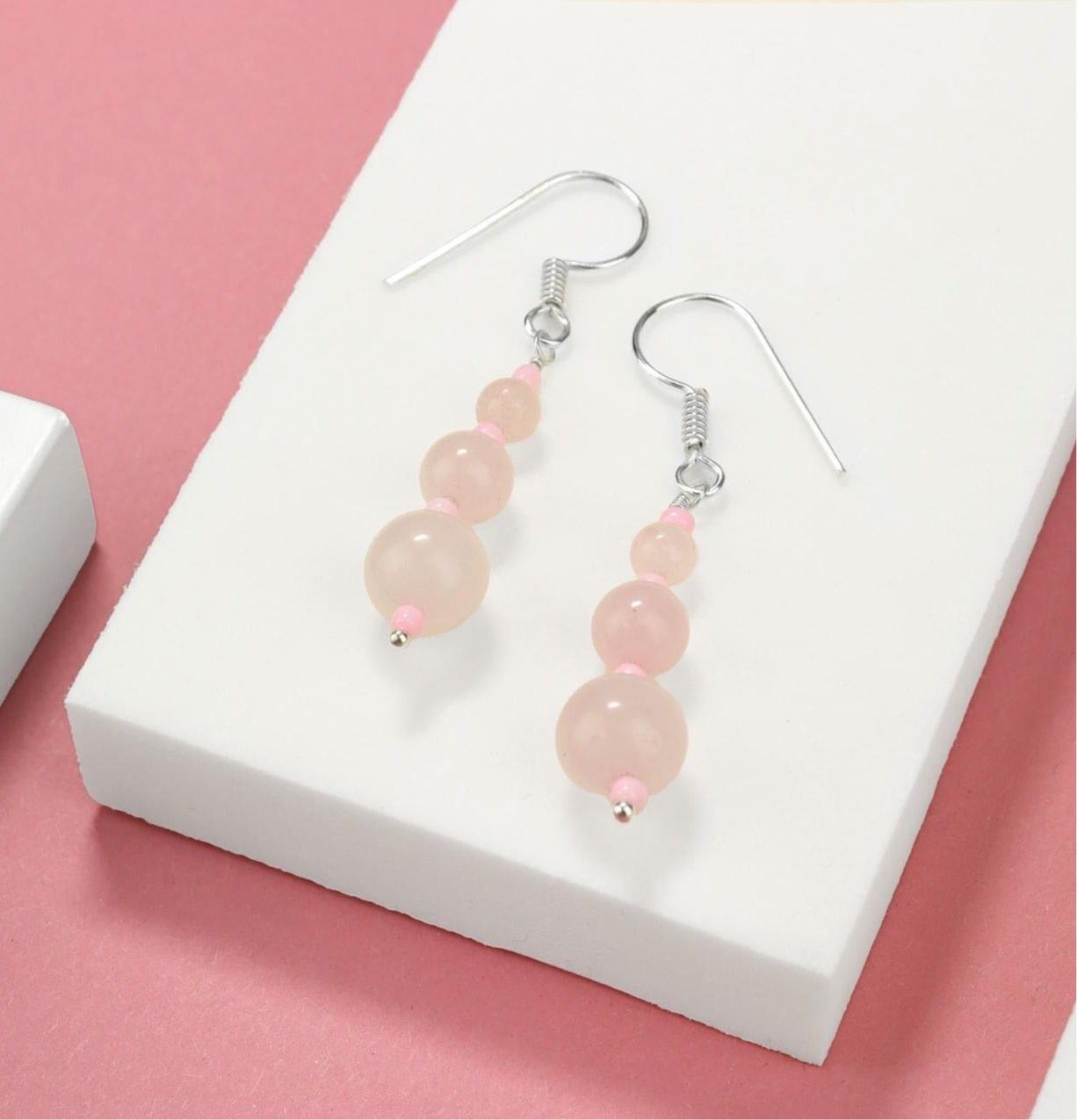 🌸 Rose Quartz Drop Earrings 🌸 Jewellery MakerTV Piece 🩷💚