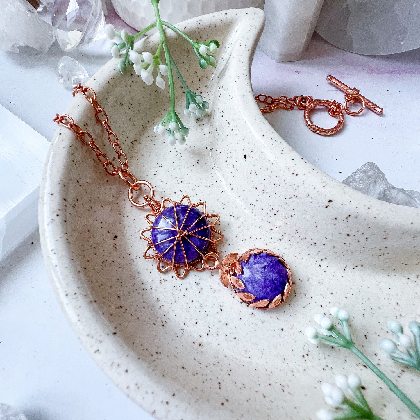 💜✨ Charoite Sunburst Duo Necklace ✨💜 Jewellery MakerTV Piece 🩷💚