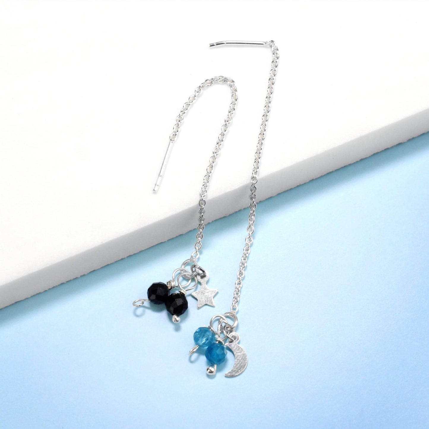 🌙✨ Celestial Threader Earrings – Sapphire & Neon Apatite ✨🌙 💙 Jewellery MakerTV Piece 🩷💚