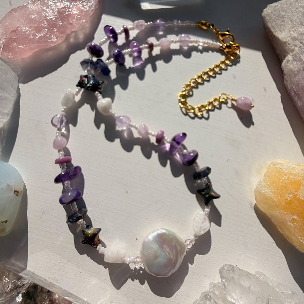 . 🌈✨💎 Crown & Third Eye Chakra Pearl Choker 💎✨🌈