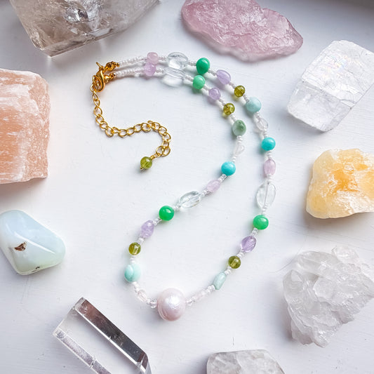 . 🌈✨💎 Heart & Soul Chakra Pearl Choker 💎✨🌈
