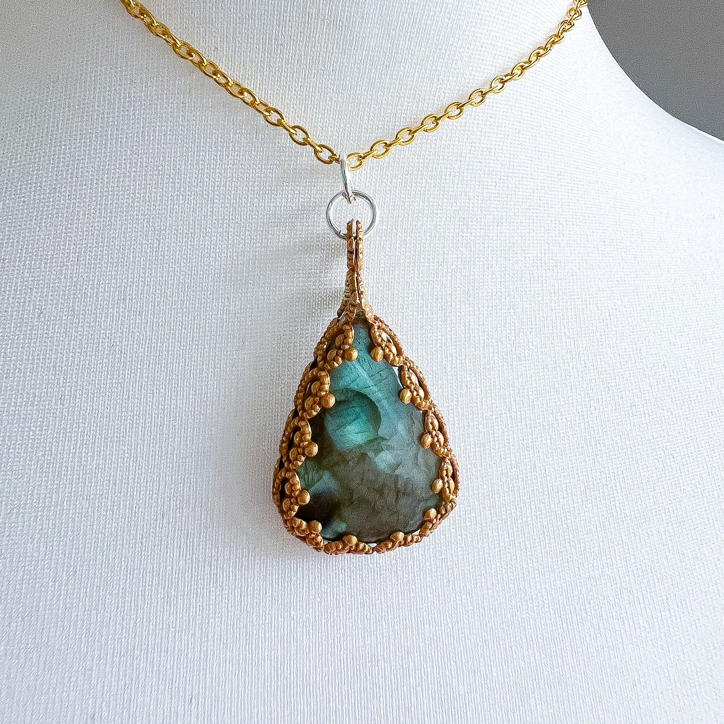 ✨💎 Dark Bronze Gallery Wire Labradorite Necklace 💎✨ Jewellery MakerTV Piece 🩷💚