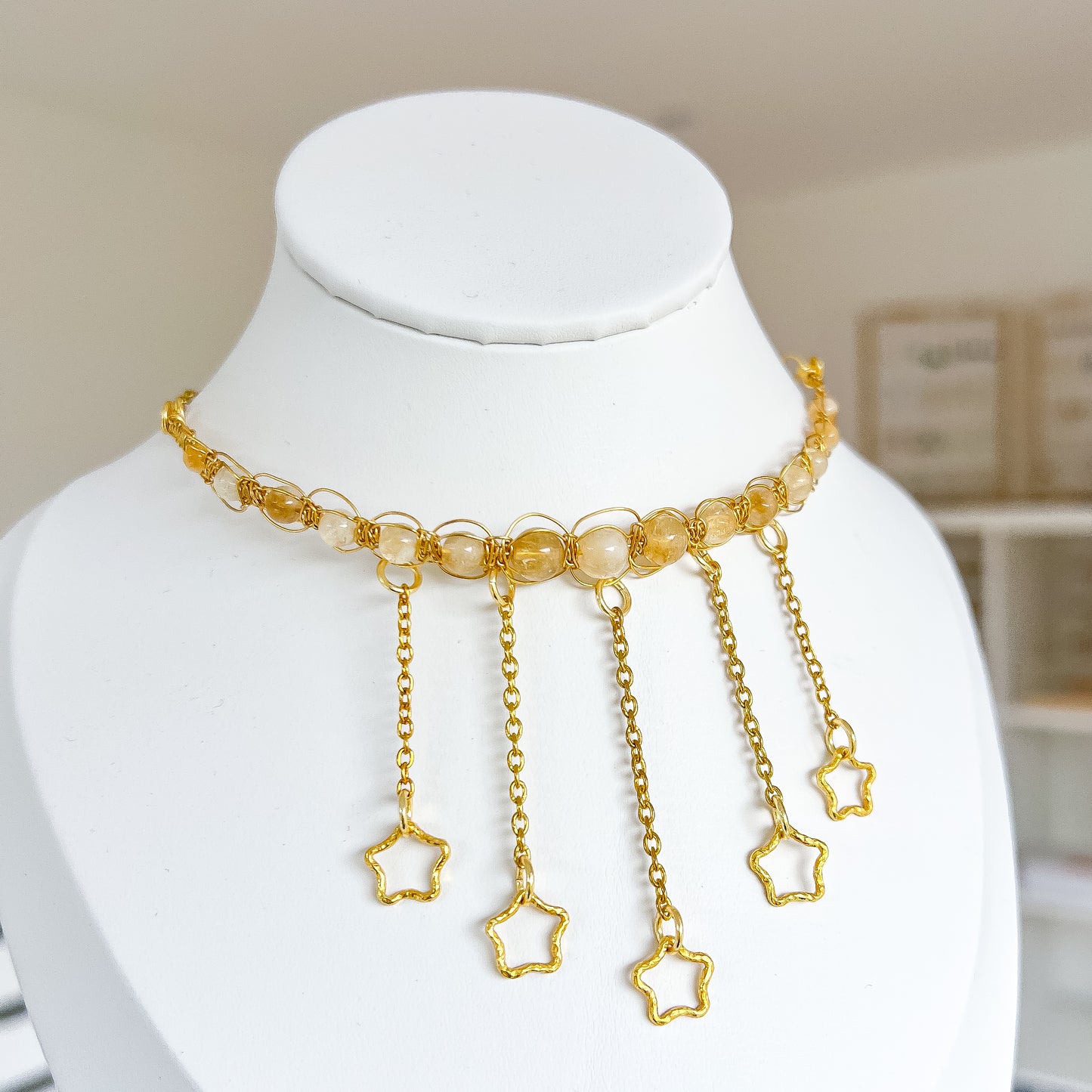 🌟 Citrine and gold plated star necklace 🌟 Jewellery MakerTV Piece 🩷💚