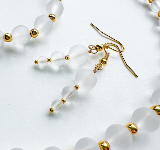 🤍✨Matte Clear Quartz Graduated Earrings ✨🤍 Jewellery MakerTV Piece 🩷💚