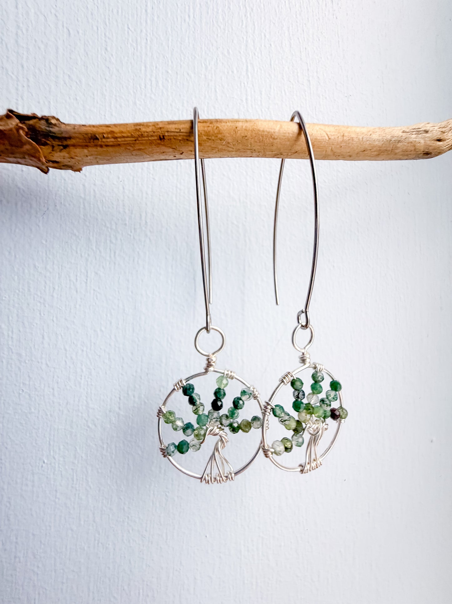 Moss Agate Tree Of Life Earrings