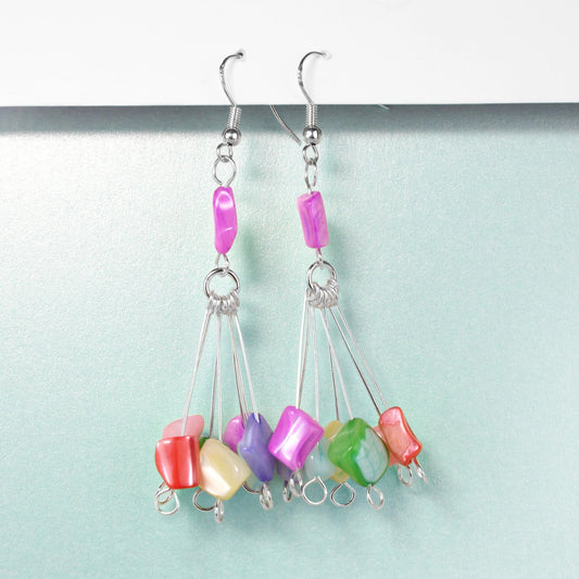 🌈🦋 Pastel Rainbow Mother of Pearl Drop Earrings 🦋🌈 Jewellery MakerTV Piece 🩷💚