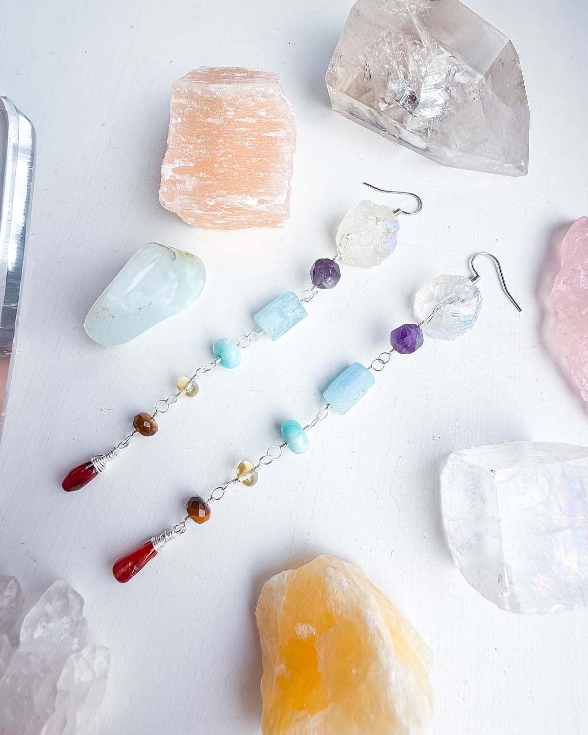 . 🌈✨💎 Chakra Aura Quartz Earrings 💎✨🌈